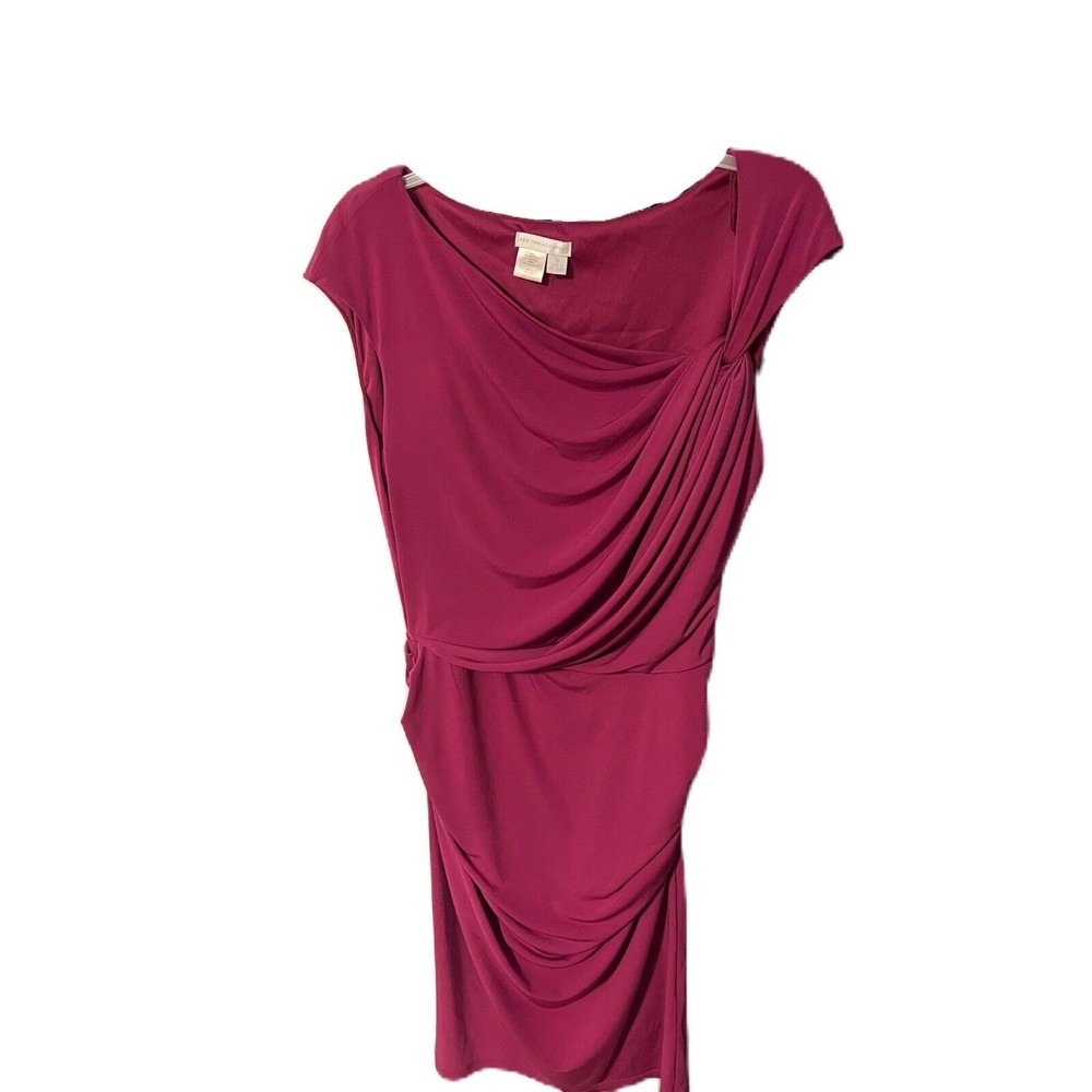 New York and Company Purple Bodycon Ruched Gathered Knot Twist Draped Dress M